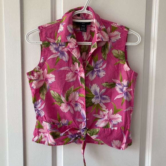 Vintage Floral Jones New York Sleeveless Top (S) - Picture 1 of 11